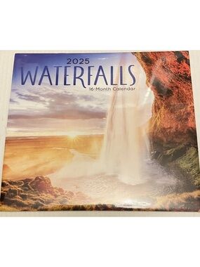 2025 Waterfall Photos Wall Calendar 16 Month 11 x 10 Sealed New.